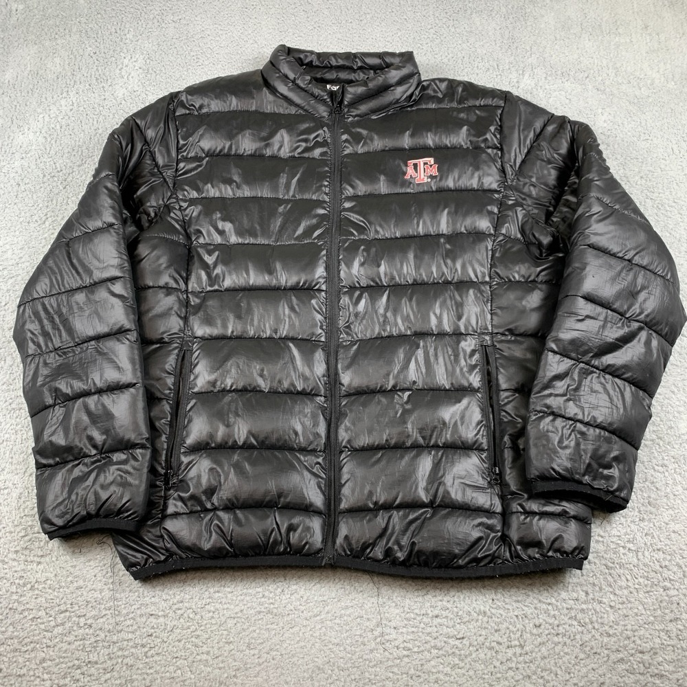 Texas A&M‎ Aggies Jacket Mens XL Black Puffer Fanatics Full Zip Mock Neck Coat